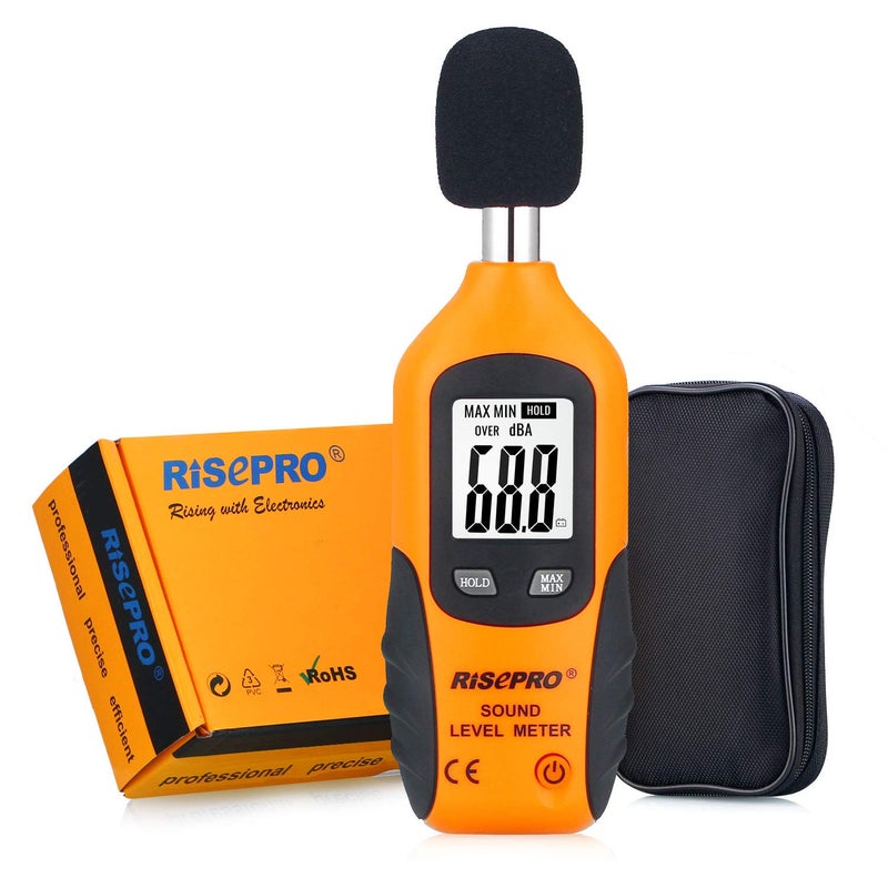 RISEPRO Decibel Meter, RISEPROÂ® Digital Sound Level Meter 30 â€“ 130 dB Audio Noise Measure Device Backlight MAX/MIN, Data Hold Auto Power Off Dual Ranges HT-80A - Image 1